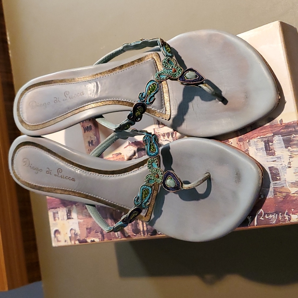 Diego di Lucca Blue beaded slide size 8